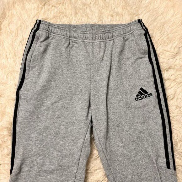 Adidas Men's Medium Essential Joggers Pants Grey & Black Striped Sweatpants - Picture 6 of 10